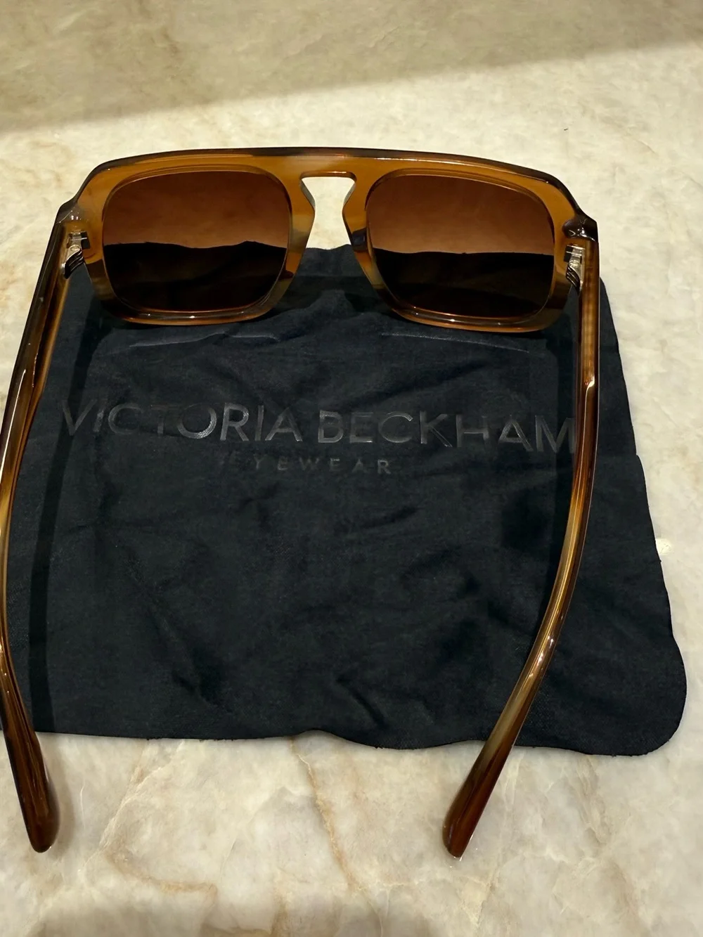 Victoria Beckham Amber Brown Rectangular Sunglasses